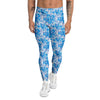 Blue Russian Floral Gzhel Print Pattern Men's Leggings-grizzshop