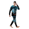 Blue Scary Viper Snake Print Men's Pajamas-grizzshop