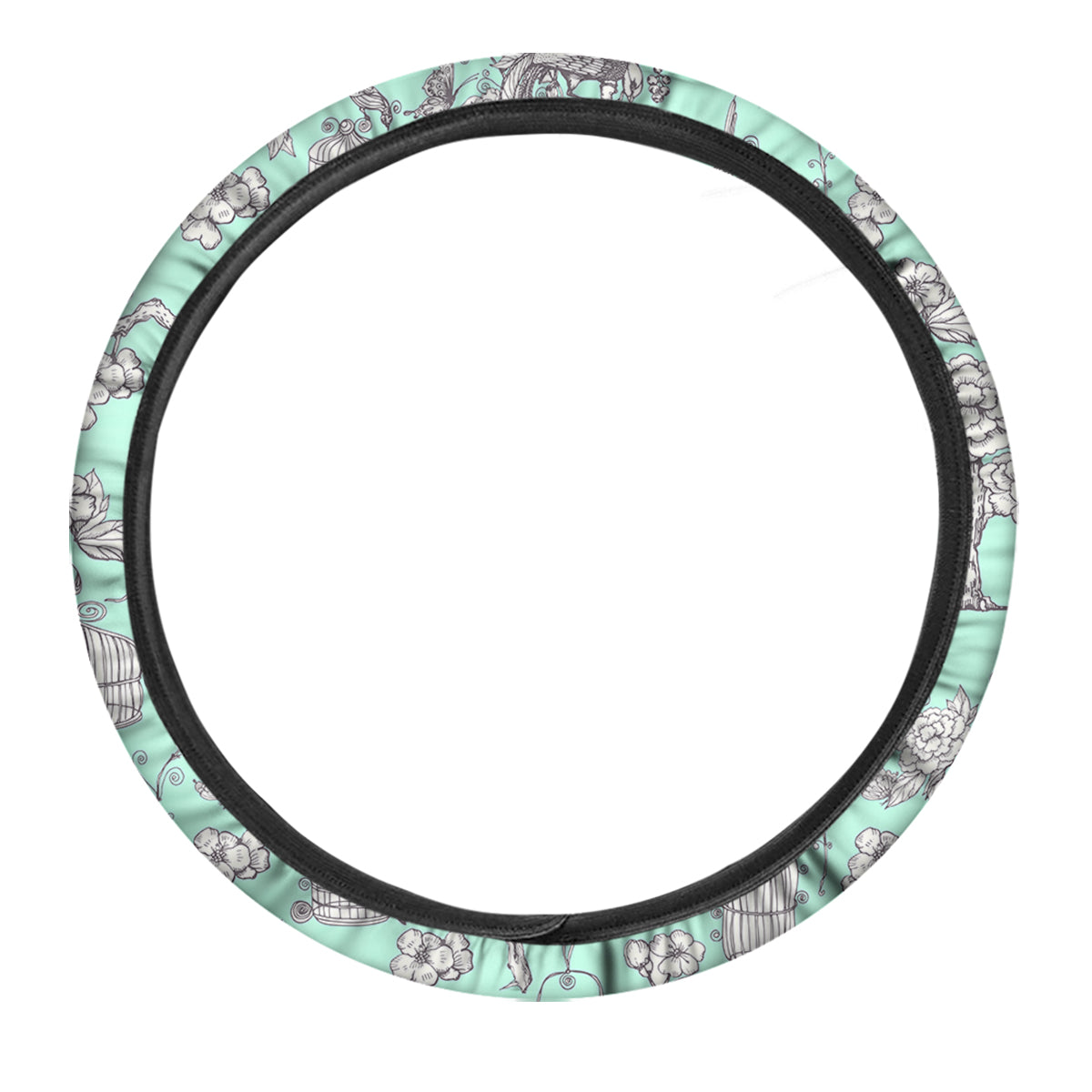 Blue Sky White Chinoiserie Print Pattern Car Steering Wheel Cover-grizzshop
