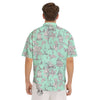 Blue Sky White Chinoiserie Print Pattern Men's Short Sleeve Shirts-grizzshop