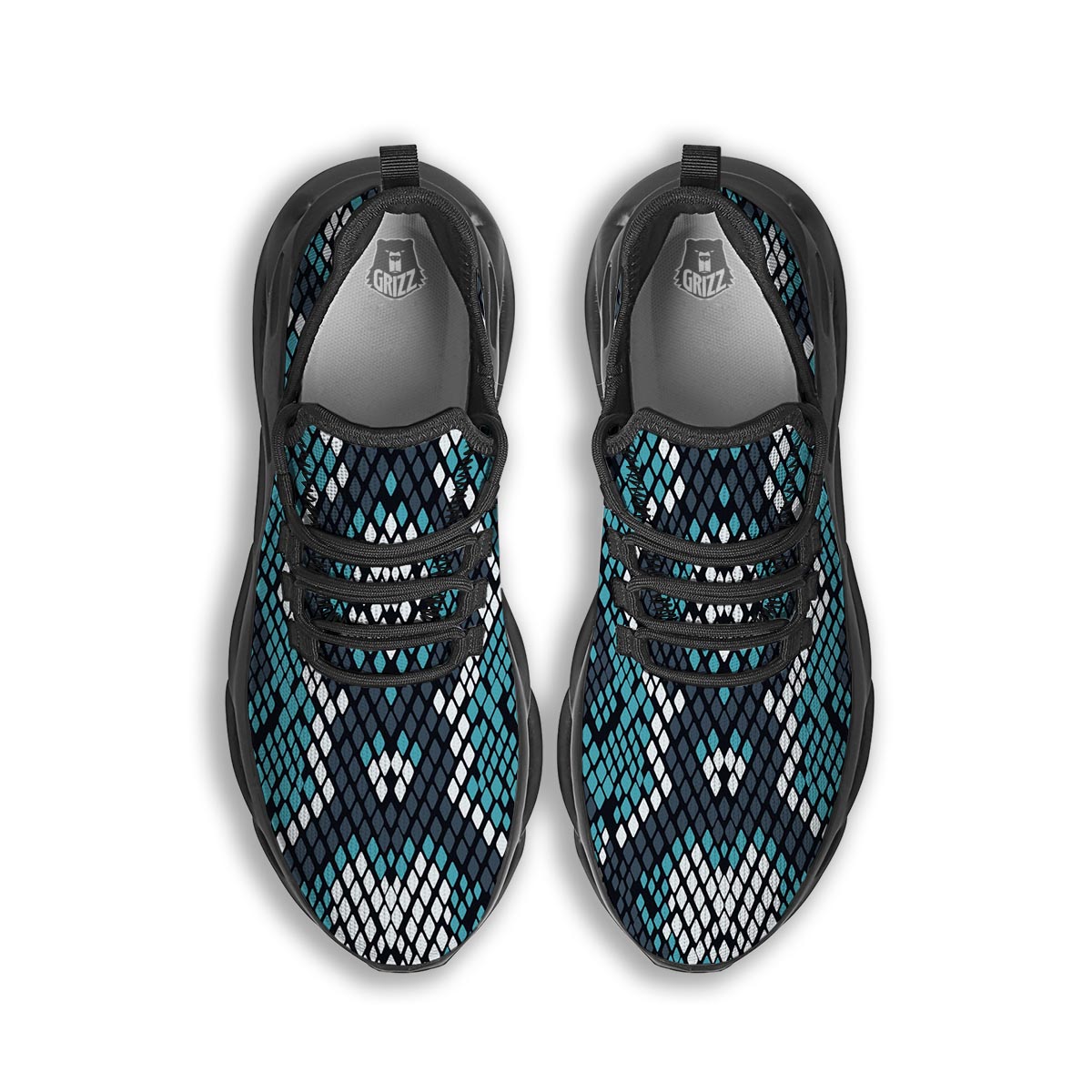 Blue Snakeskin Black Running Shoes-grizzshop