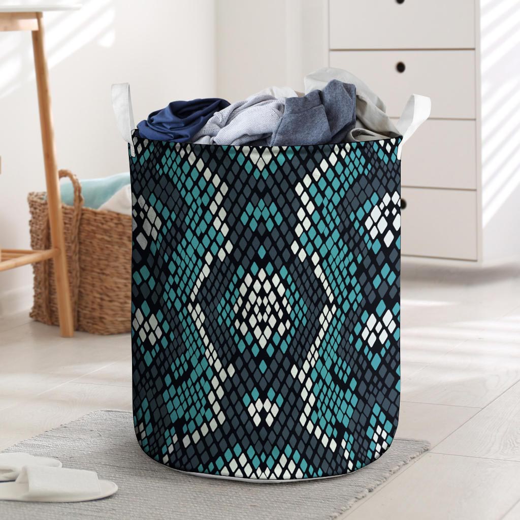 Blue Snakeskin Laundry Basket-grizzshop