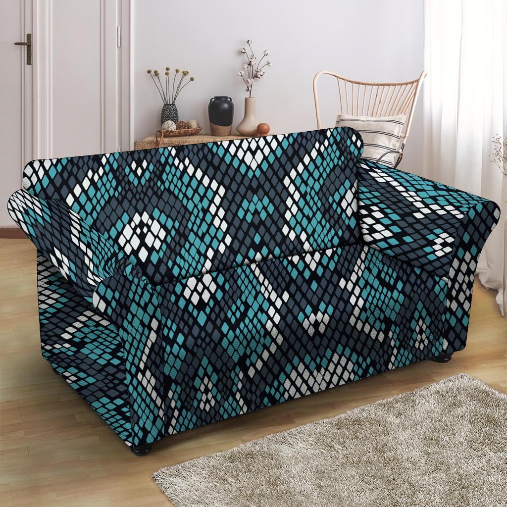 Blue Snakeskin Loveseat Cover-grizzshop