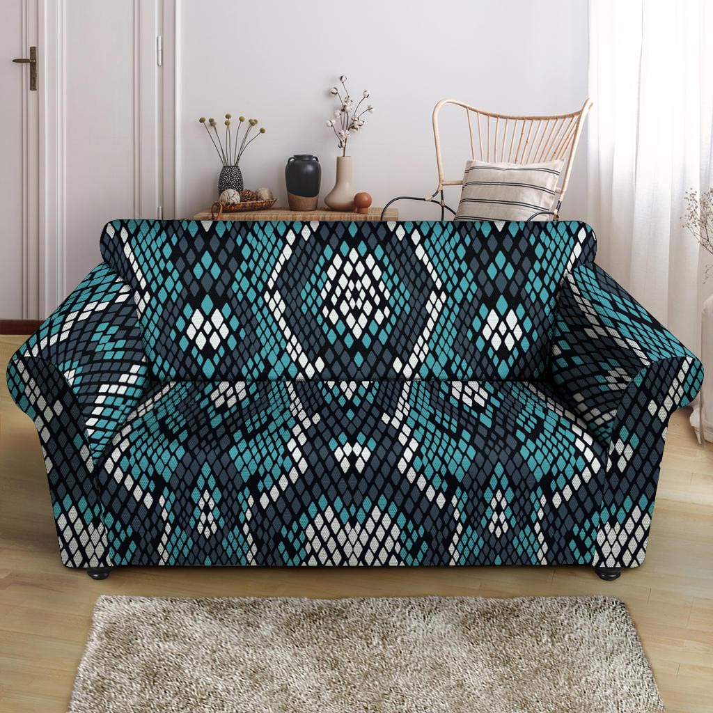 Blue Snakeskin Loveseat Cover-grizzshop