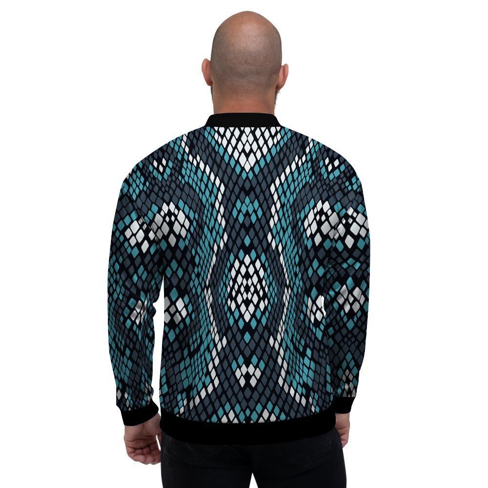 Blue Snakeskin Men's Bomber Jacket-grizzshop