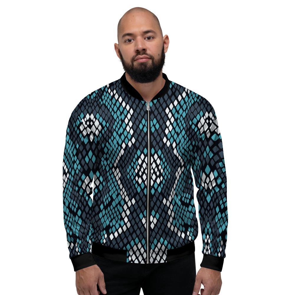 Blue Snakeskin Men's Bomber Jacket-grizzshop