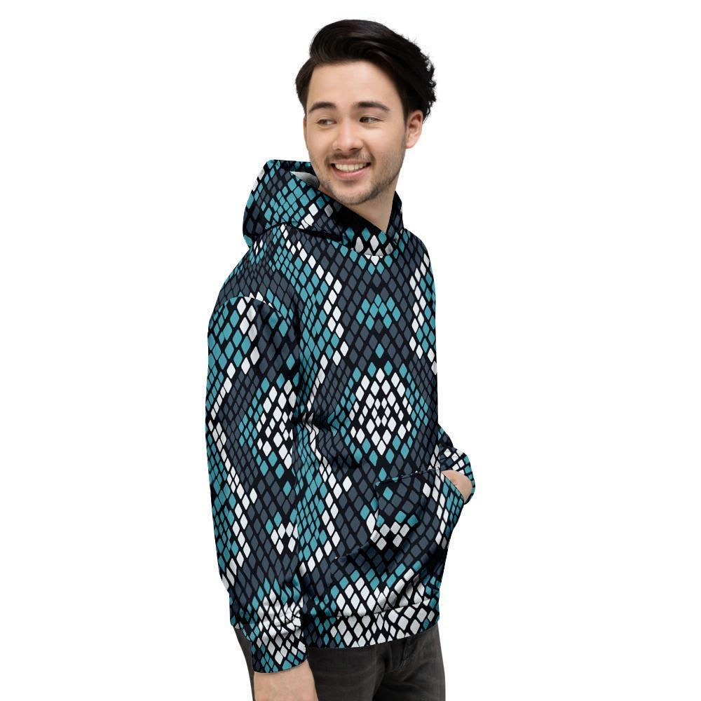 Blue Snakeskin Men's Hoodie-grizzshop