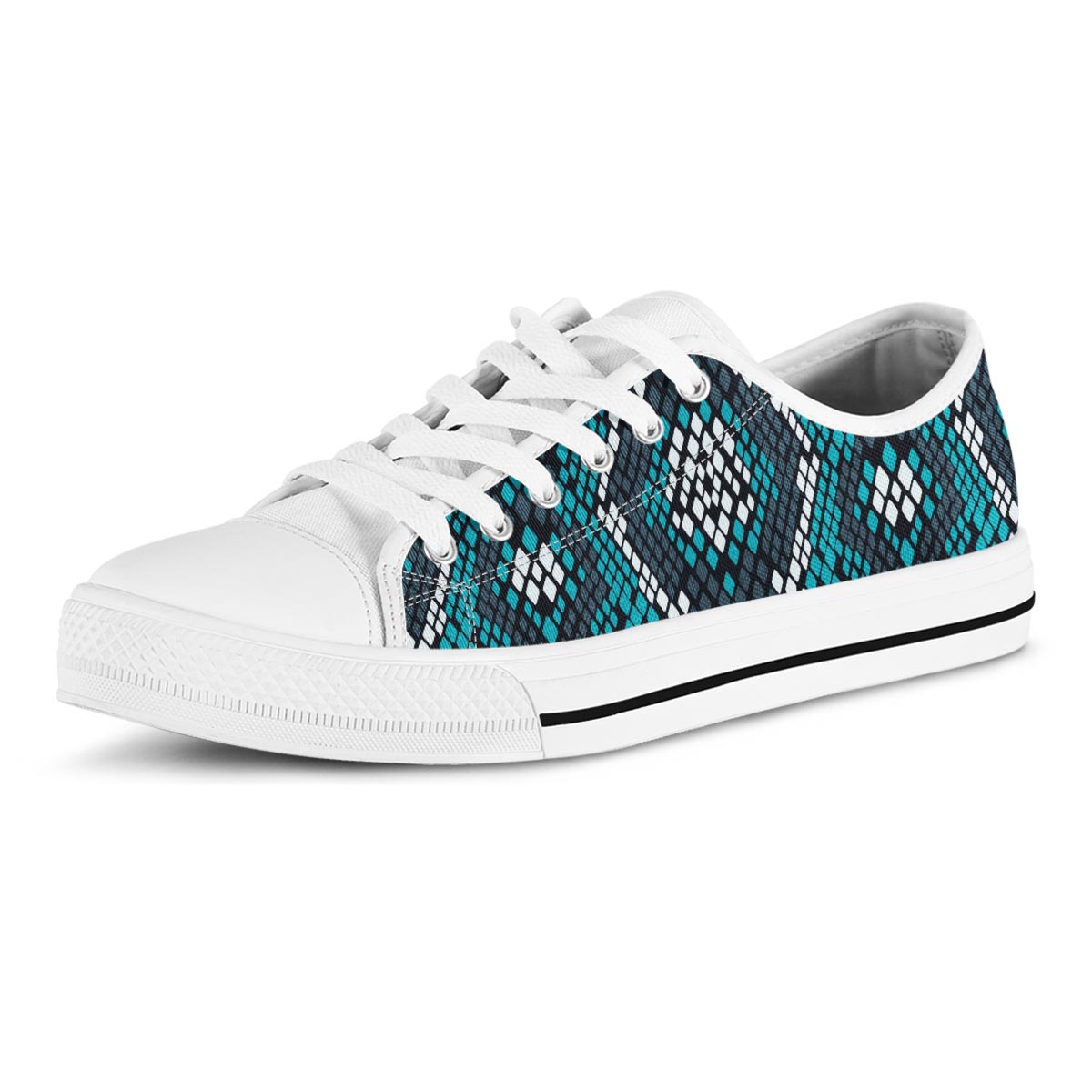 Blue Snakeskin Men's Low Top Shoes-grizzshop