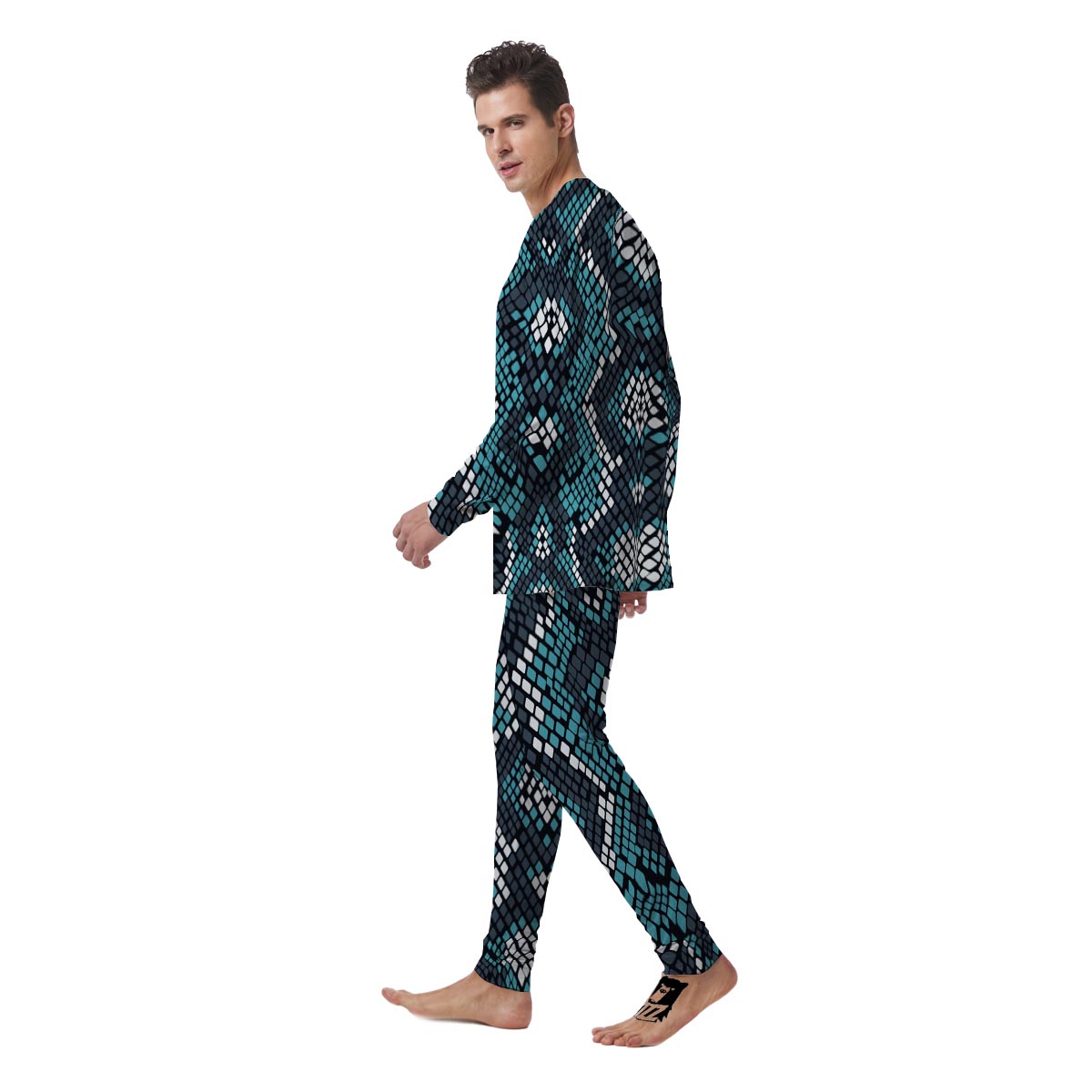 Blue Snakeskin Men's Pajamas-grizzshop