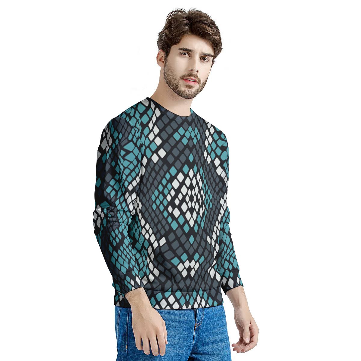 Blue Snakeskin Men's Sweatshirt-grizzshop