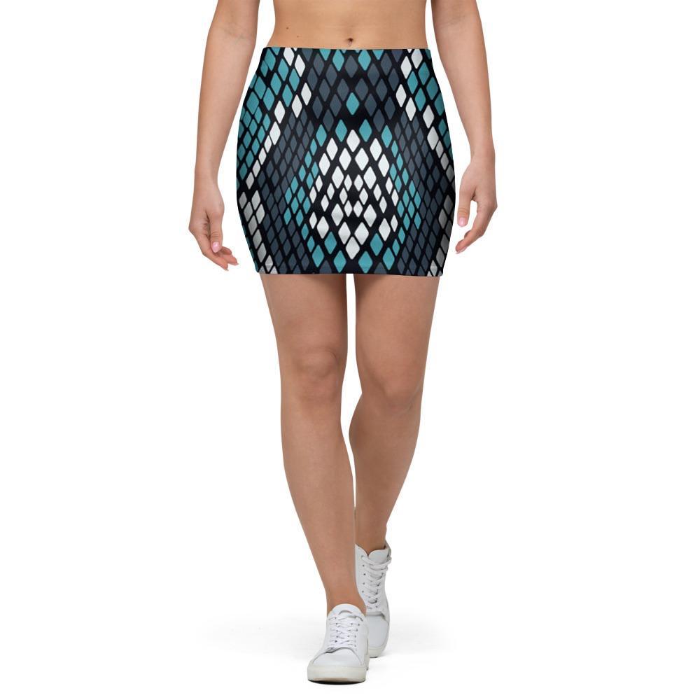 Blue Snakeskin Mini Skirt-grizzshop