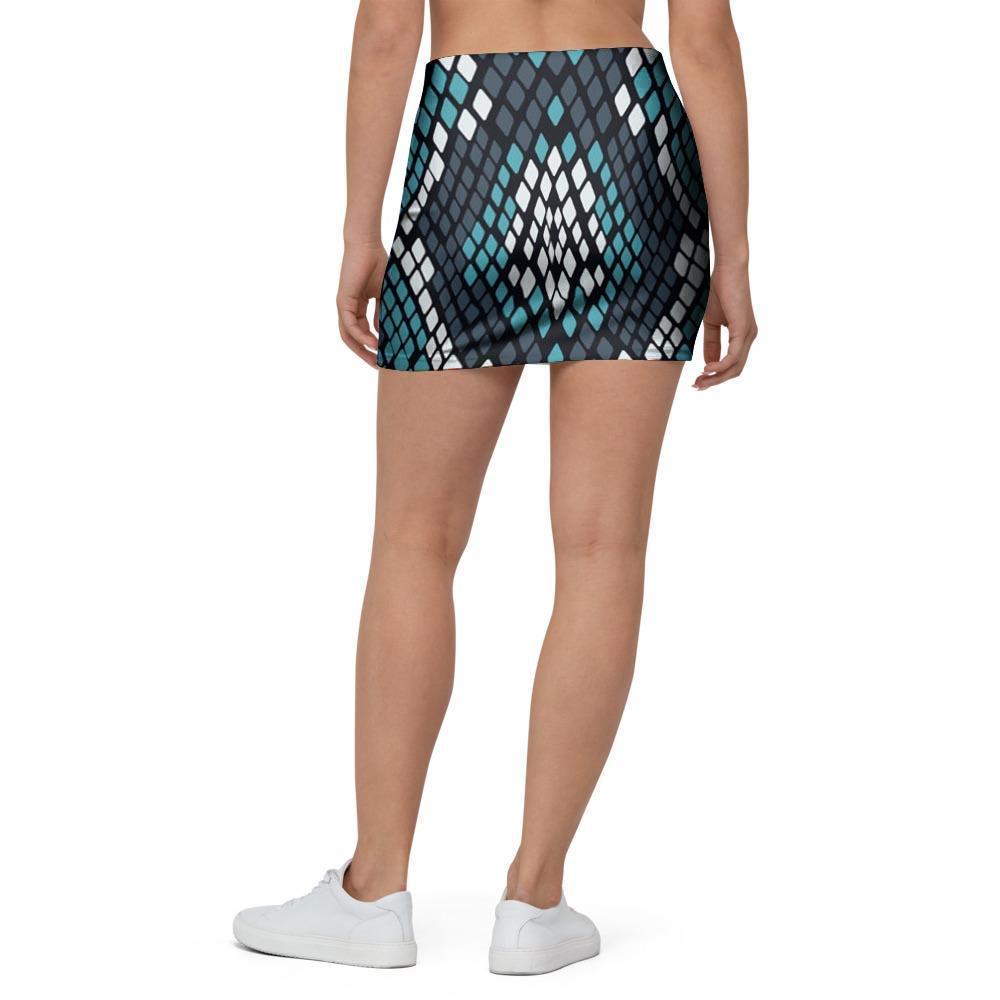 Blue Snakeskin Mini Skirt-grizzshop