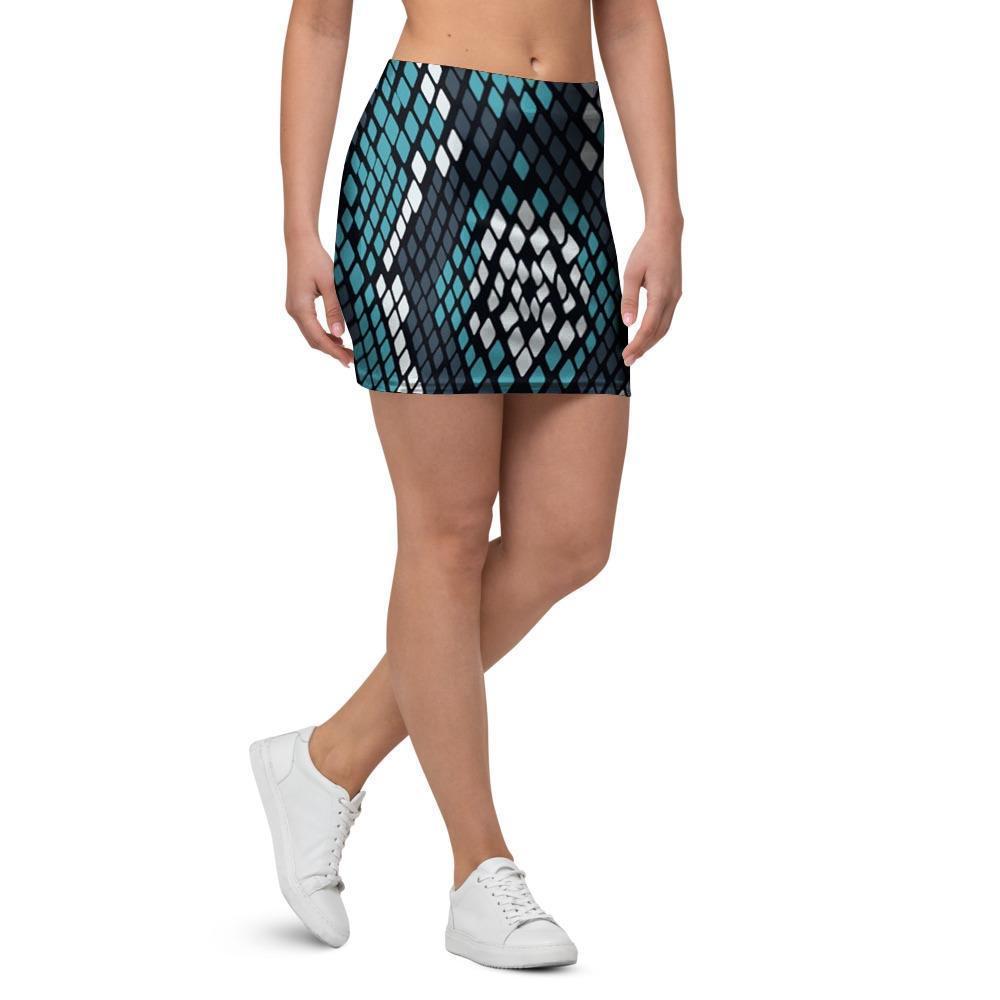 Blue Snakeskin Mini Skirt-grizzshop