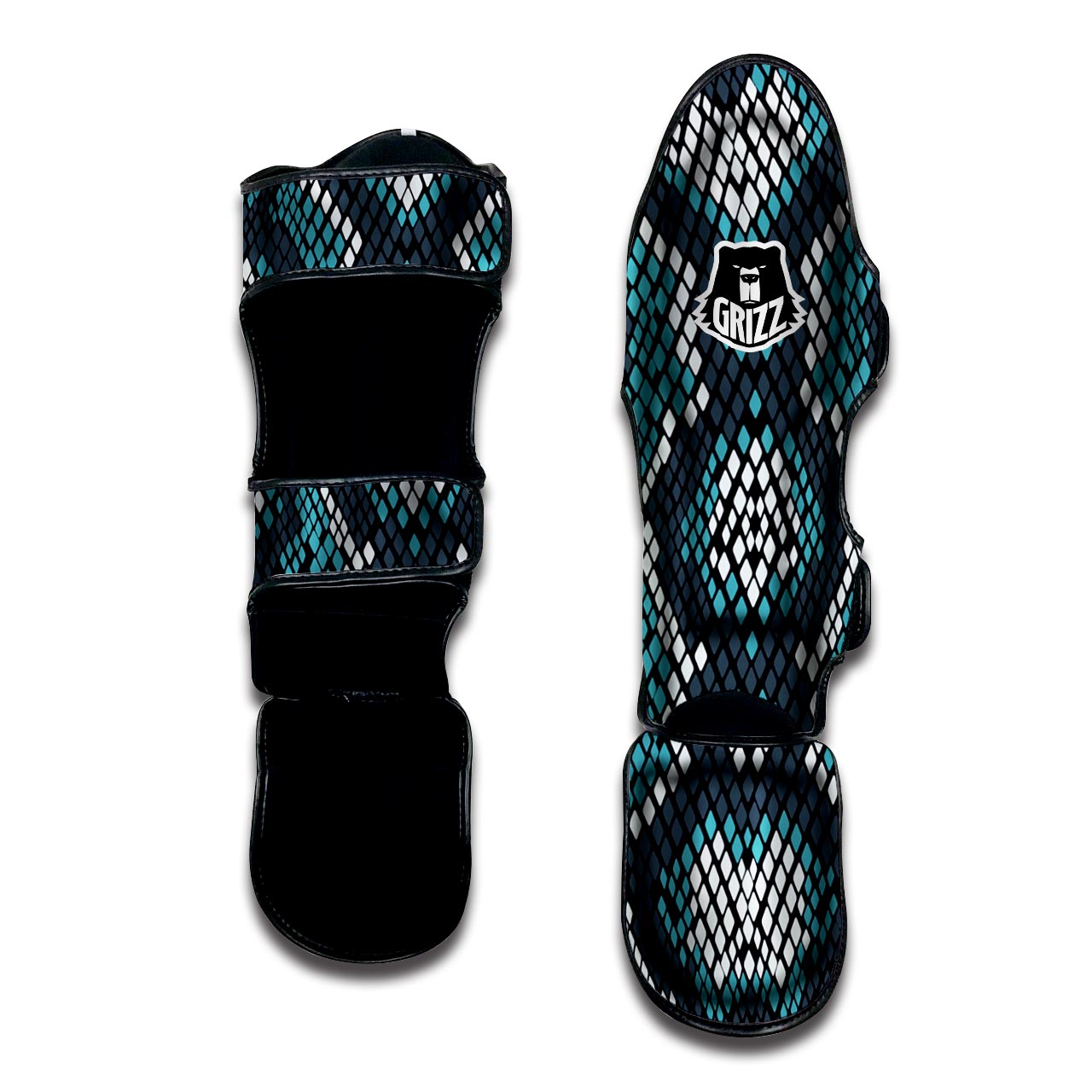 Blue Snakeskin Muay Thai Shin Guard-grizzshop