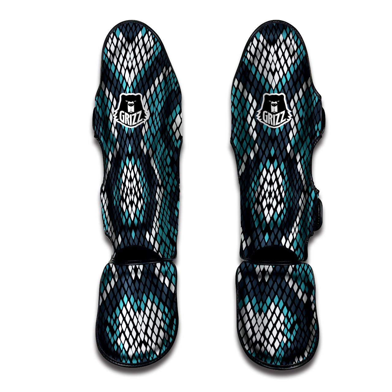 Blue Snakeskin Muay Thai Shin Guard-grizzshop