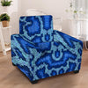 Blue Snakeskin Print Armchair Cover-grizzshop