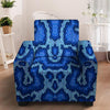 Blue Snakeskin Print Armchair Cover-grizzshop