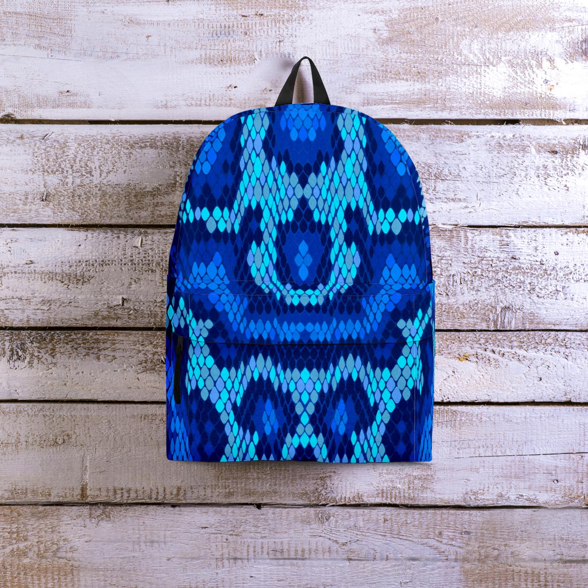 Blue Snakeskin Print Backpack-grizzshop