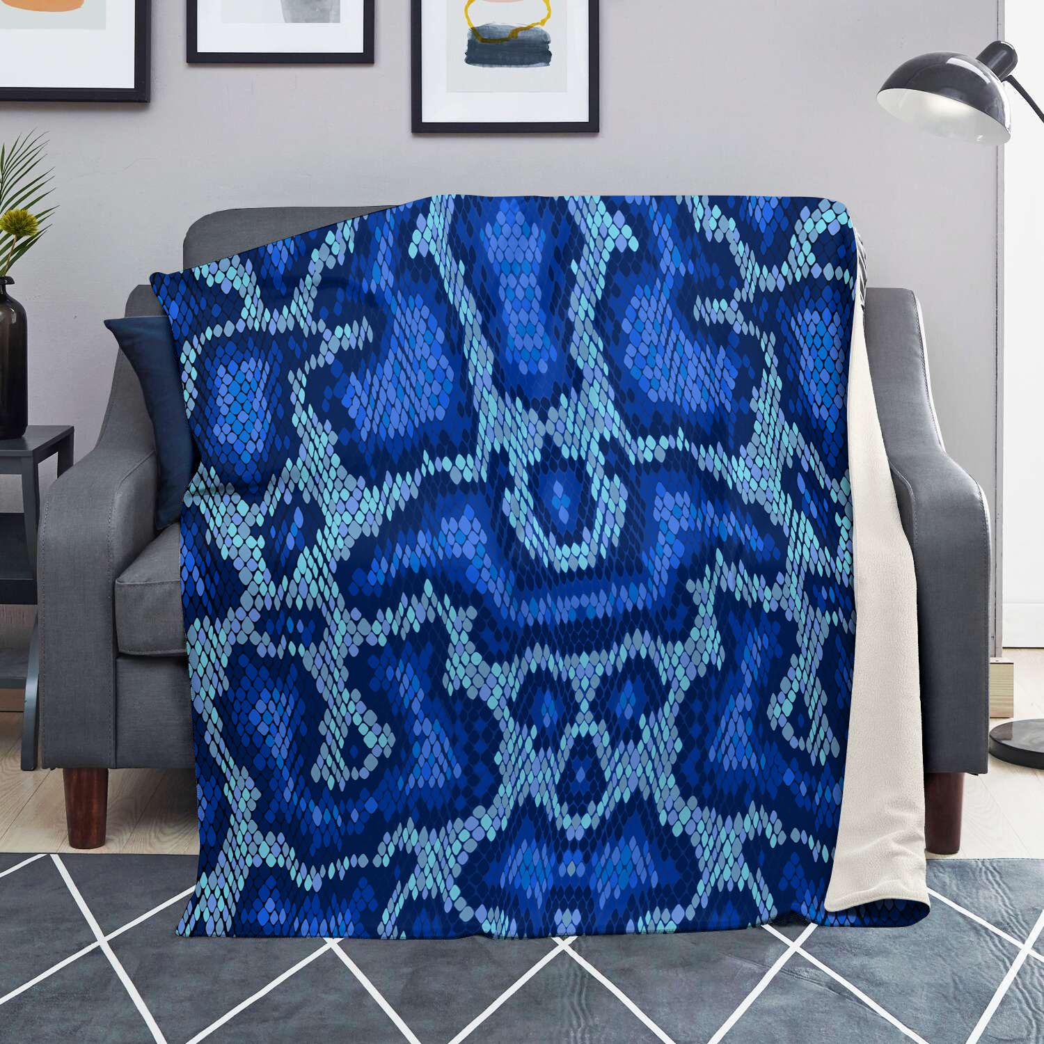 Blue Snakeskin Print Blanket-grizzshop