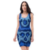 Blue Snakeskin Print Bodycon Dress-grizzshop