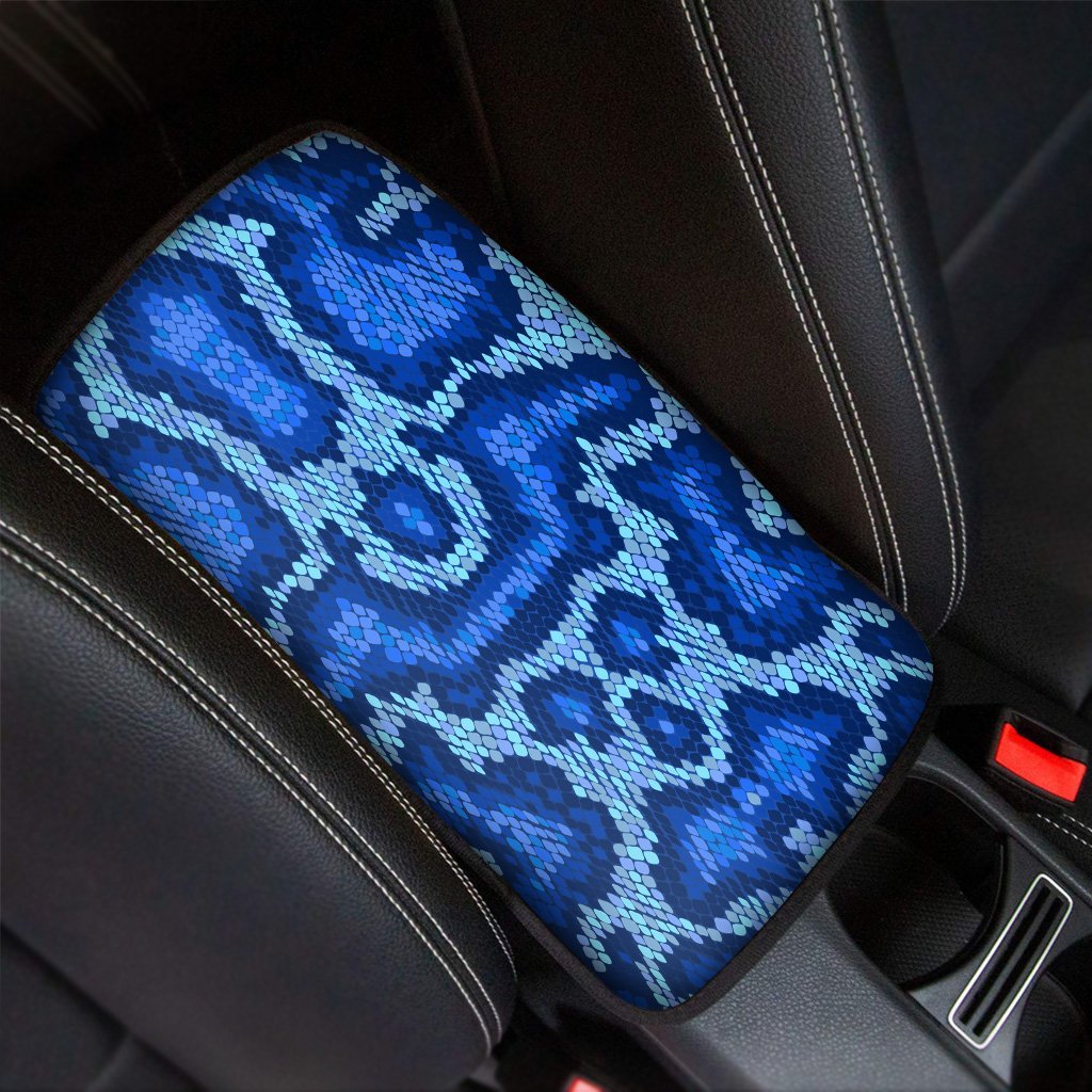 Blue Snakeskin Print Car Console Cover-grizzshop