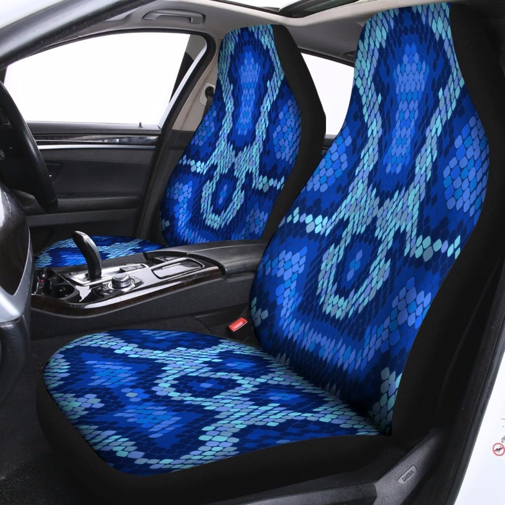 Blue Snakeskin Print Car Seat Covers-grizzshop