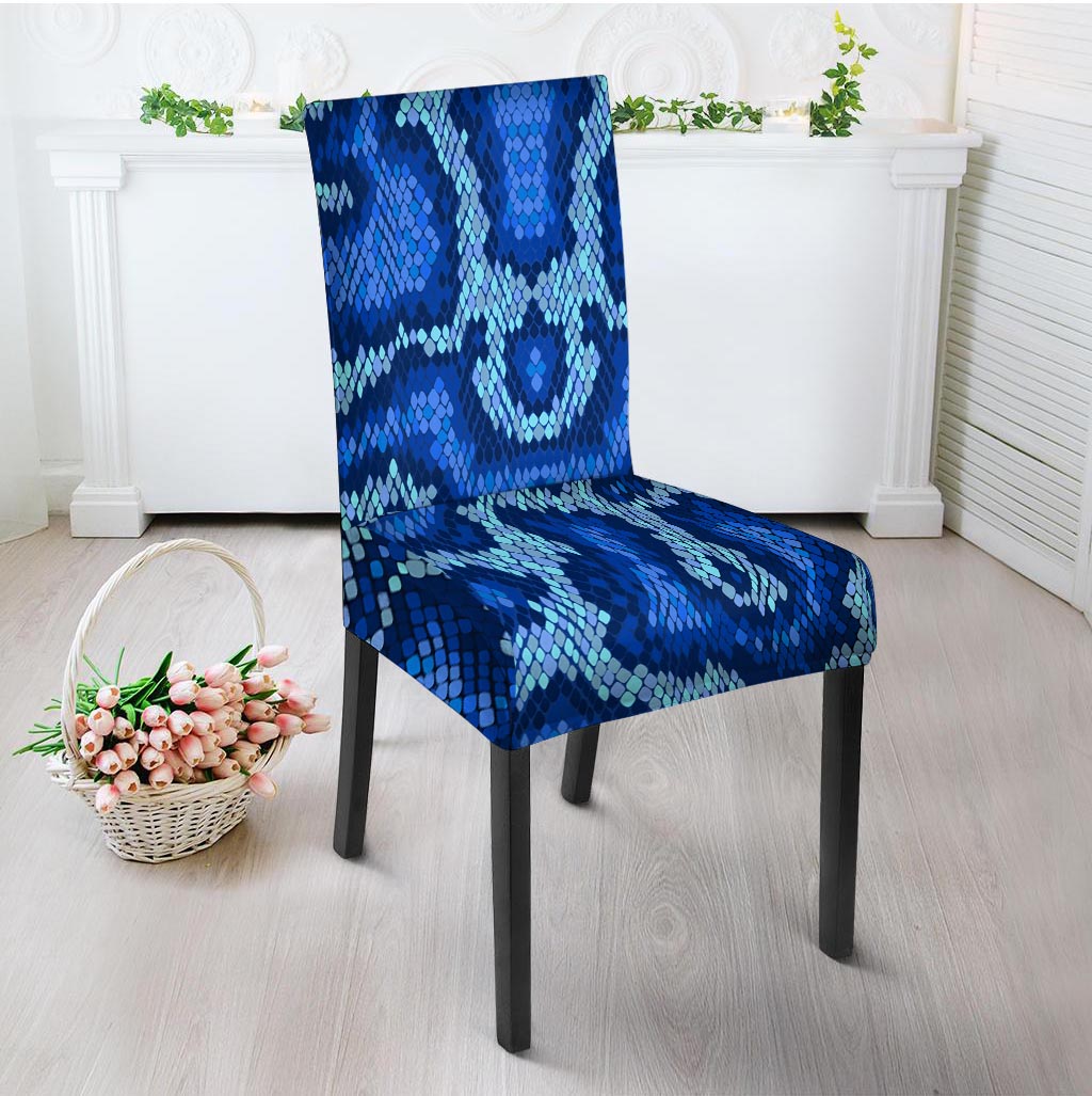 Blue Snakeskin Print Chair Cover-grizzshop