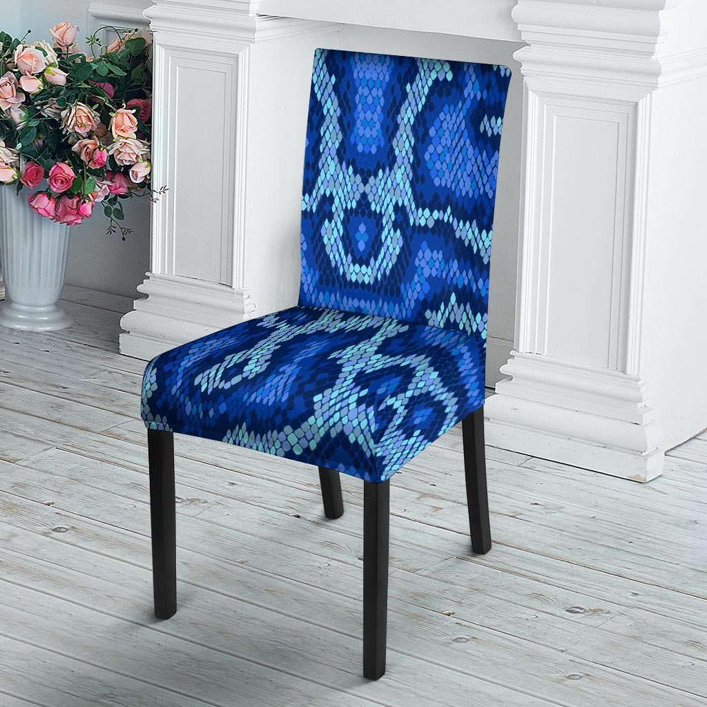 Blue Snakeskin Print Chair Cover-grizzshop