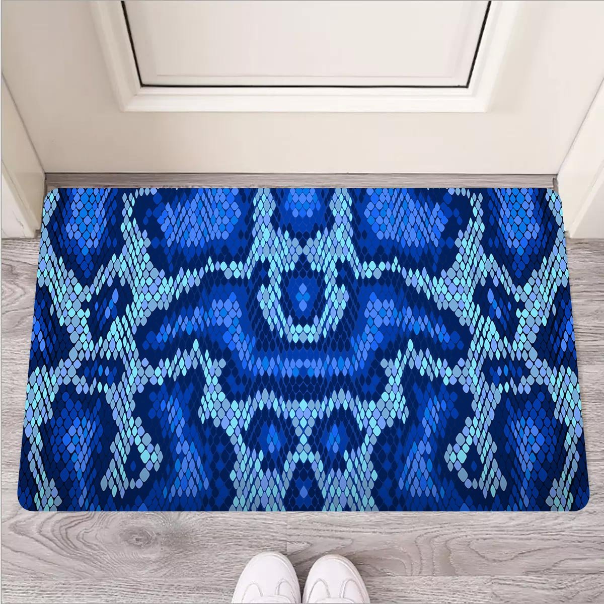 Blue Snakeskin Print Door Mat-grizzshop