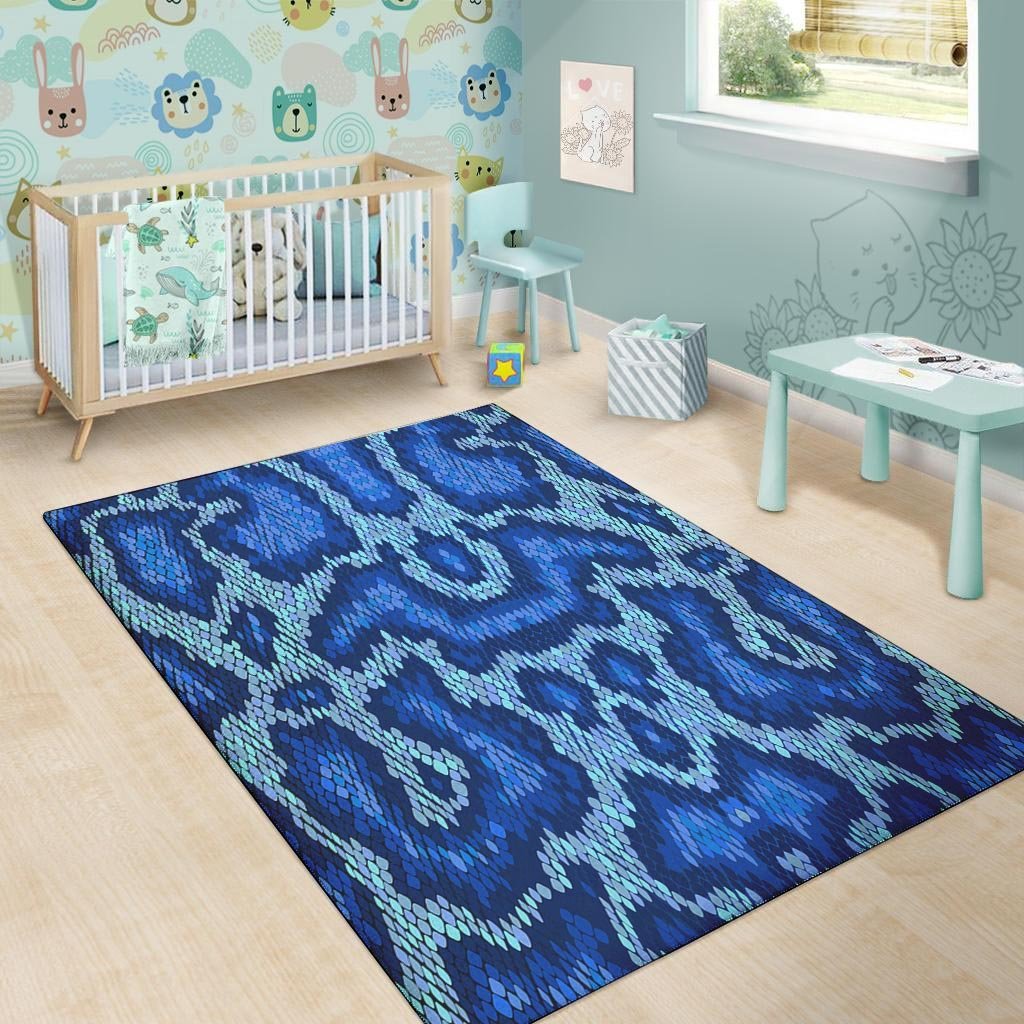 Blue Snakeskin Print Floor Mat-grizzshop