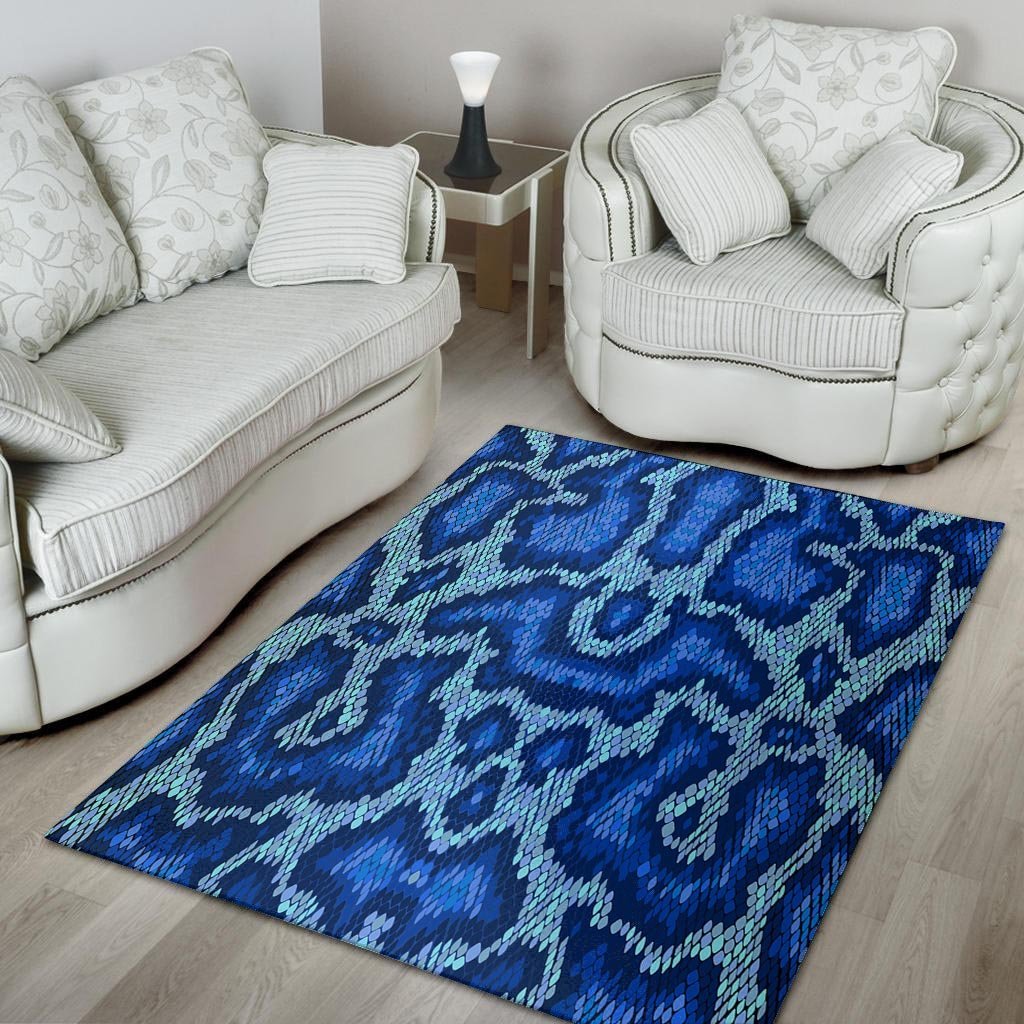 Blue Snakeskin Print Floor Mat-grizzshop