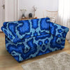 Blue Snakeskin Print Loveseat Cover-grizzshop