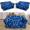 Blue Snakeskin Print Loveseat Cover-grizzshop