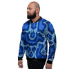 Blue Snakeskin Print Men's Bomber Jacket-grizzshop