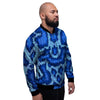 Blue Snakeskin Print Men's Bomber Jacket-grizzshop