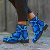 Blue Snakeskin Print Men's Boots-grizzshop