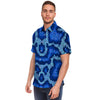 Blue Snakeskin Print Men's Short Sleeve Shirt-grizzshop