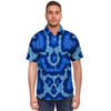 Blue Snakeskin Print Men's Short Sleeve Shirt-grizzshop