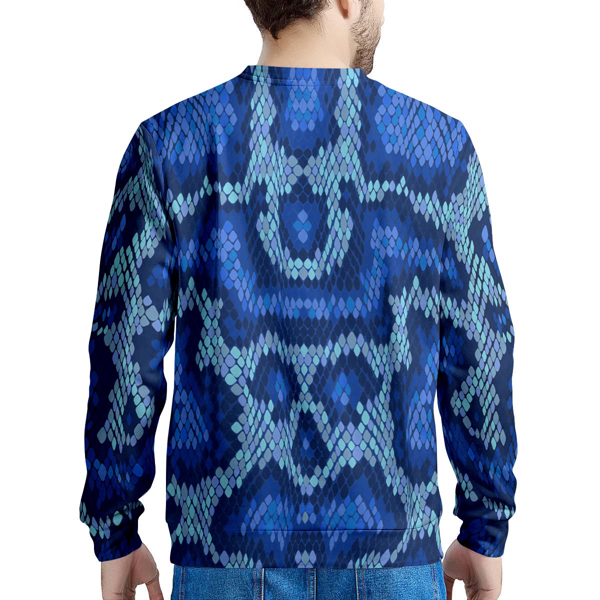 Blue Snakeskin Print Men's Sweatshirt-grizzshop