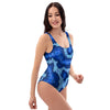 Blue Snakeskin Print One Piece Swimsuite-grizzshop