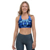 Blue Snakeskin Print Sports Bra-grizzshop