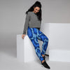 Blue Snakeskin Print Women's Joggers-grizzshop