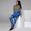 Blue Snakeskin Print Women's Joggers-grizzshop