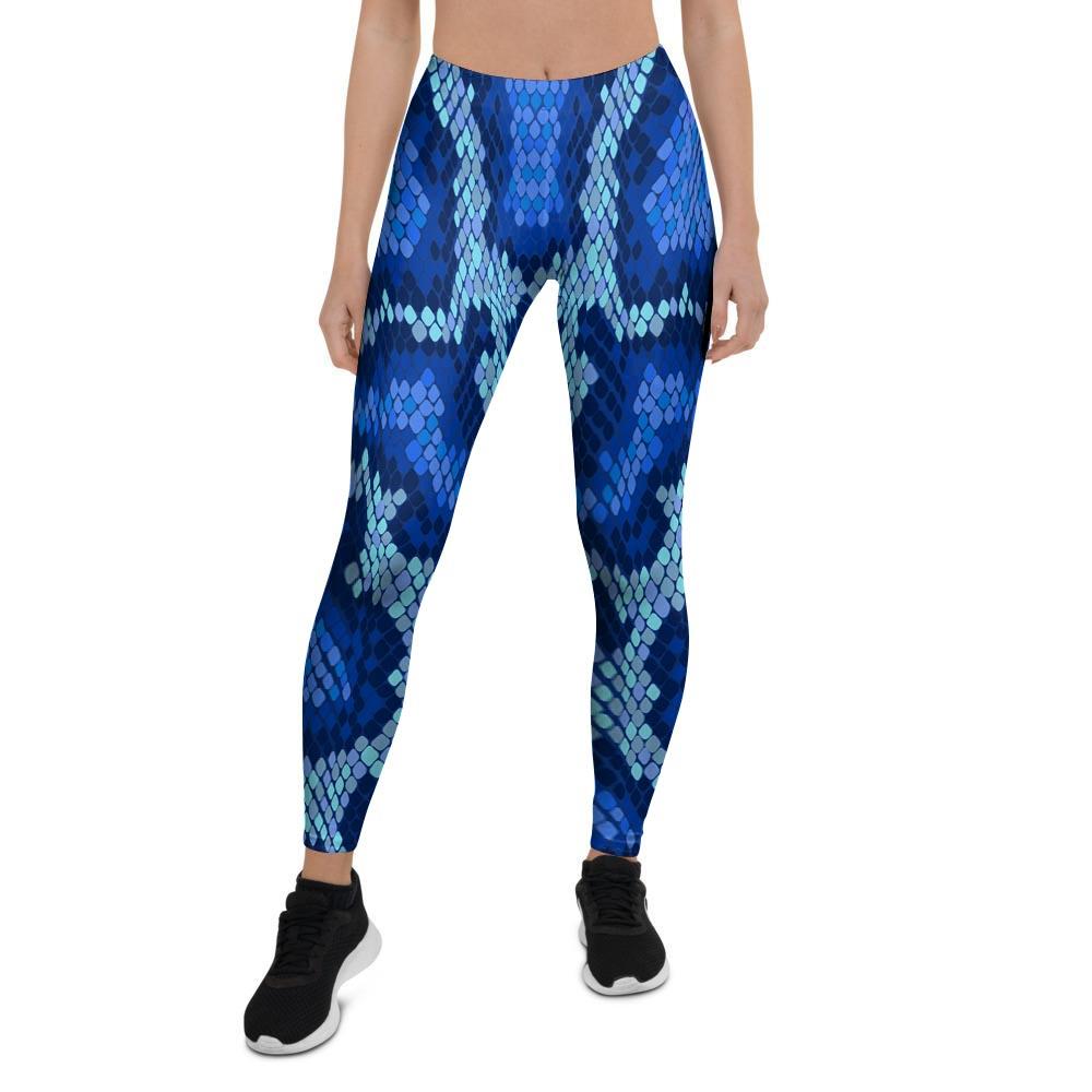 Blue Snakeskin Print Women's Leggings-grizzshop