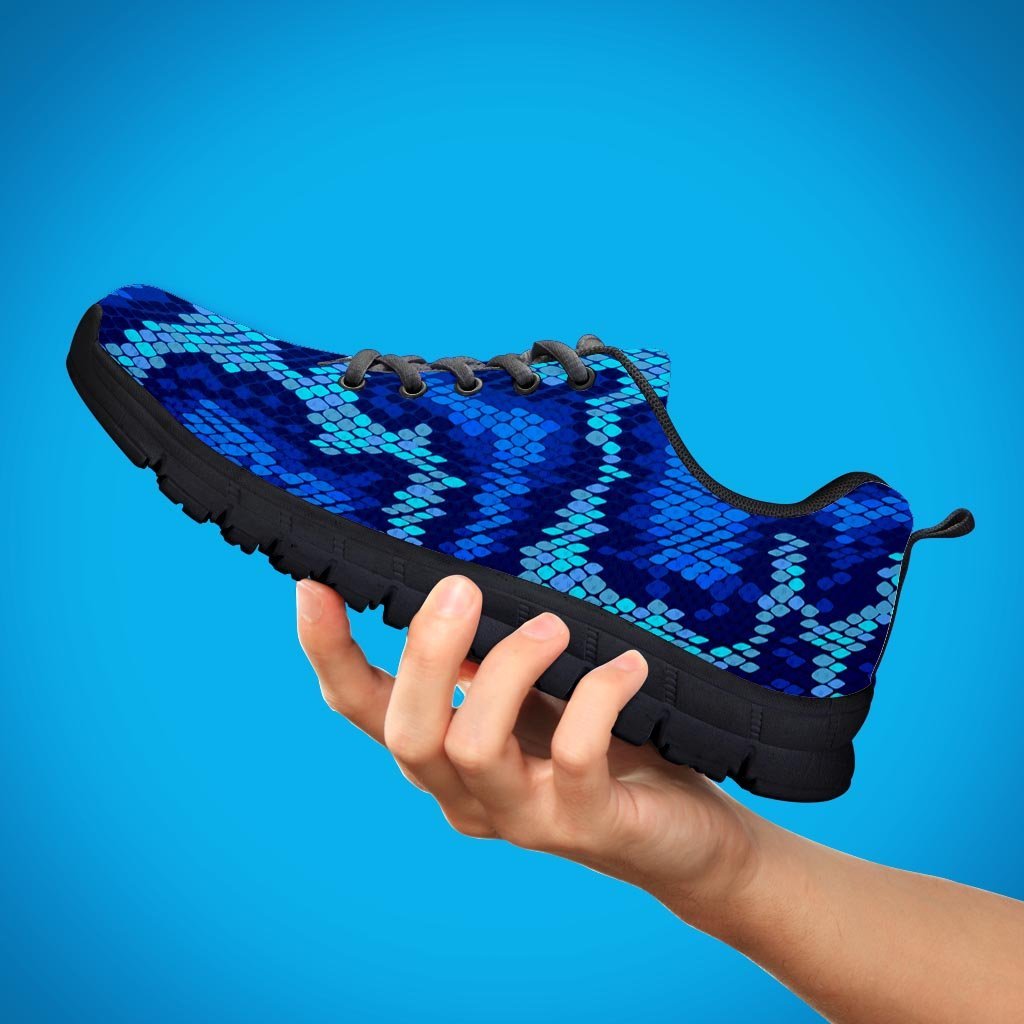 Blue Snakeskin Print Women's Sneakers-grizzshop