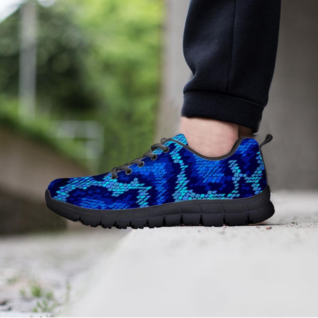 Blue Snakeskin Print Women's Sneakers-grizzshop