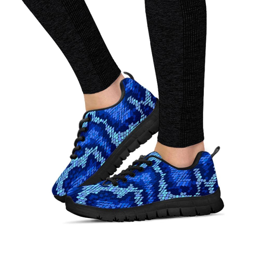 Blue Snakeskin Print Women's Sneakers-grizzshop