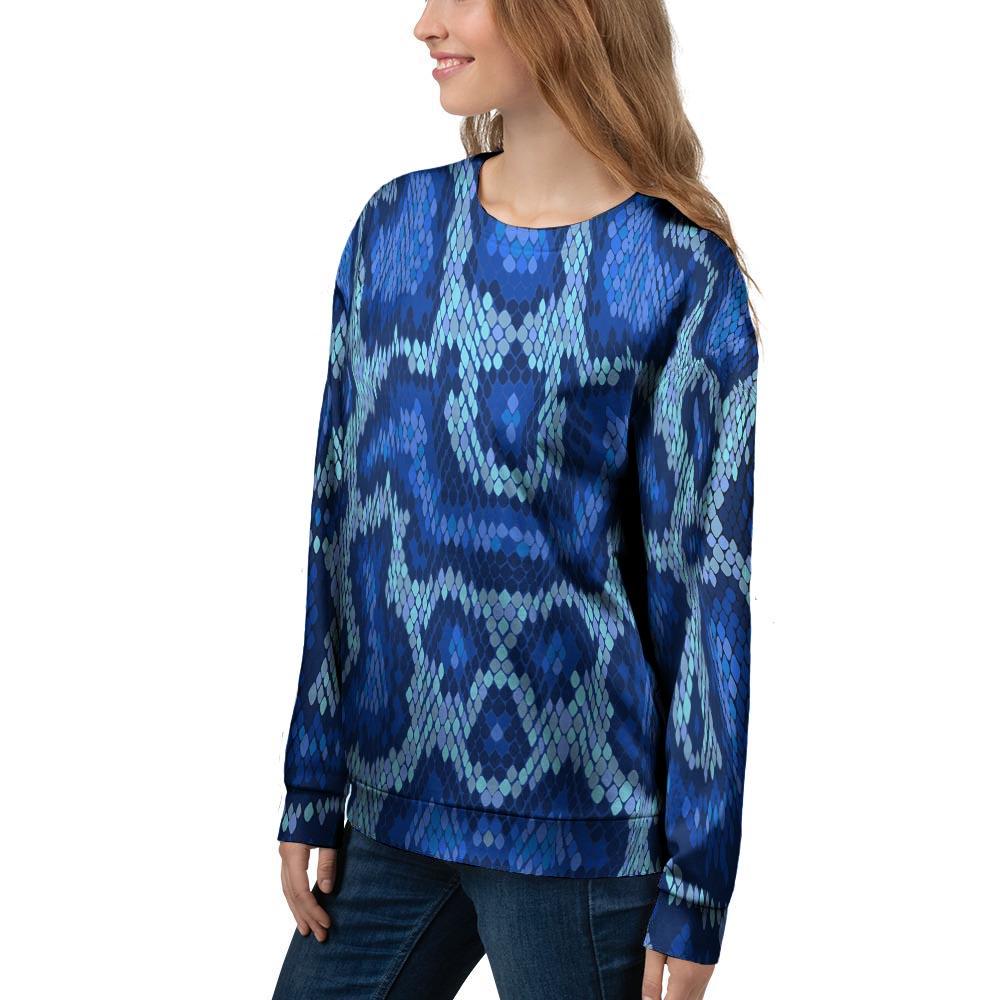 Blue Snakeskin Print Women's Sweatshirt-grizzshop