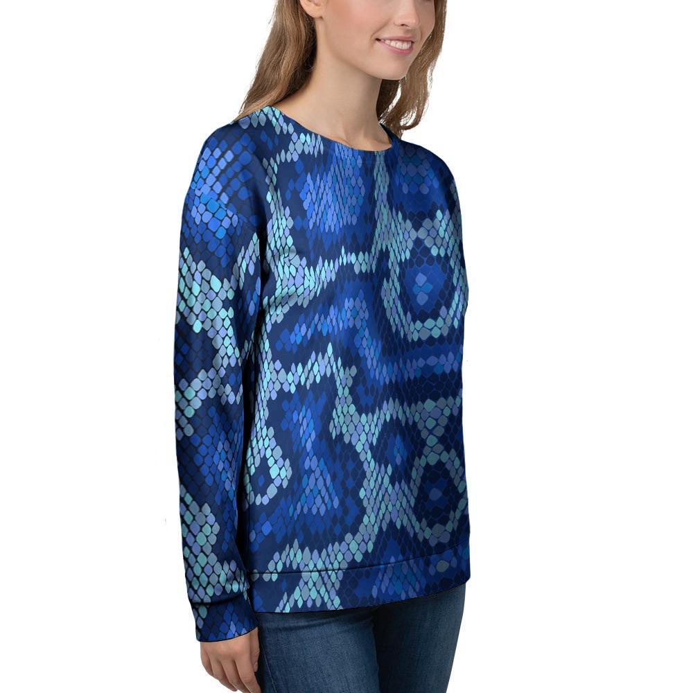 Blue Snakeskin Print Women's Sweatshirt-grizzshop