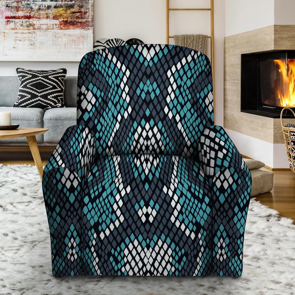 Blue Snakeskin Recliner Cover-grizzshop